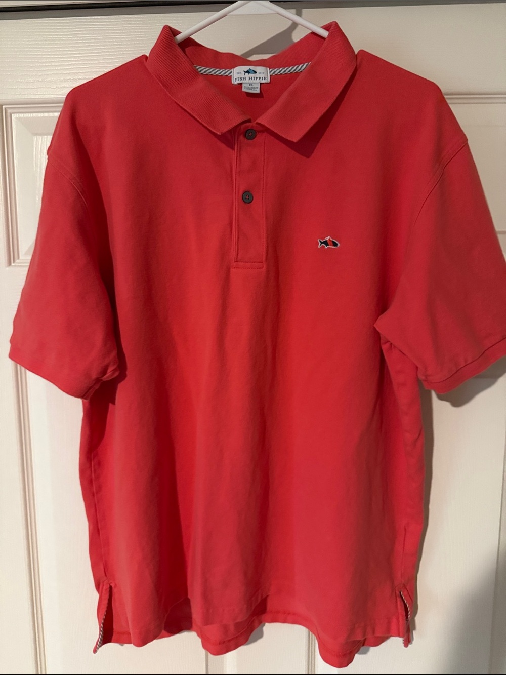 Red Fish Hippie Men’s Polo with Embroidered Fish Logo